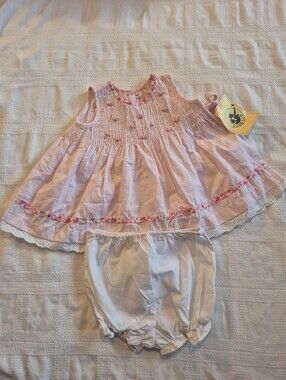 Good Lad girls 6-9 month 3 piece dress headband, diaper cover NWT Deadstock pull